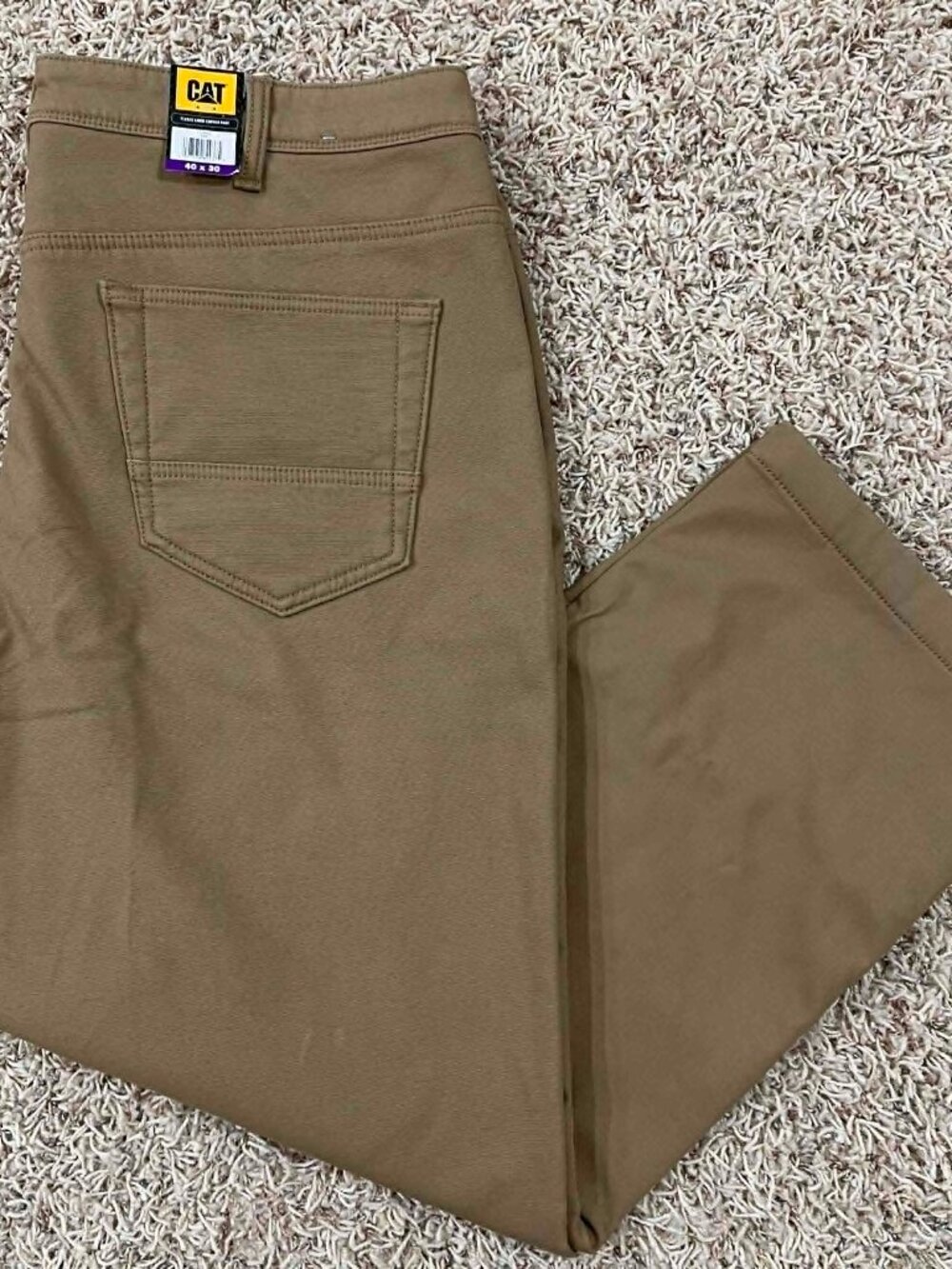 Caterpillar Men’s Fleece Lined Canvas Work Pants Brown, Size 40x30 (New)